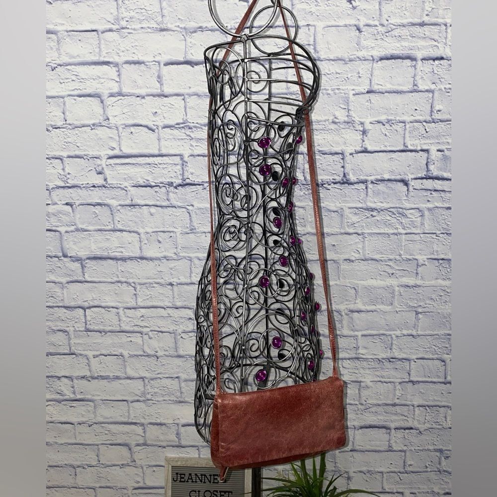 Hobo distressed maroon leather crossbody bag fold over